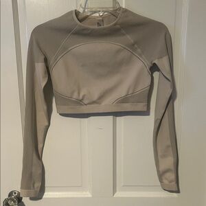 Garage Taupe Long Sleeve Crop Top